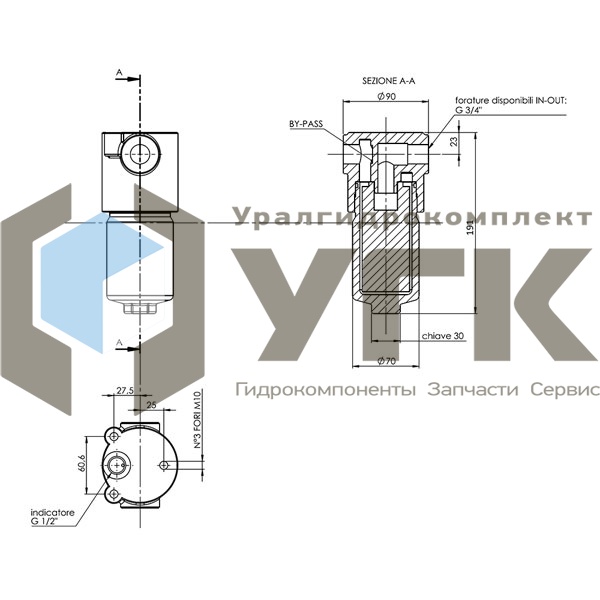 НТМ423F10ХNR1 3/4  Фильтр напорный (высокого давления) 