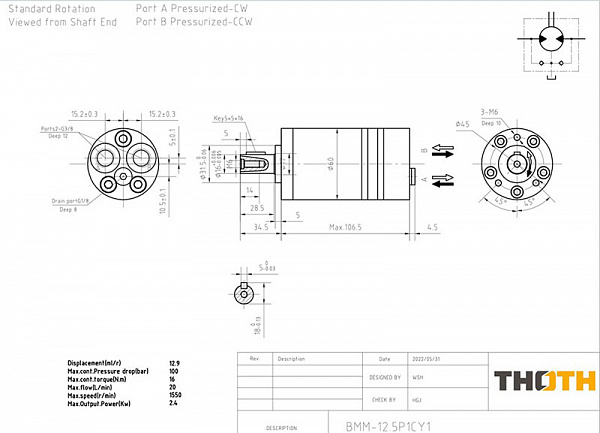 BMM-12,5P1CY1 Гидромотор (аналог MM 12.5C)
