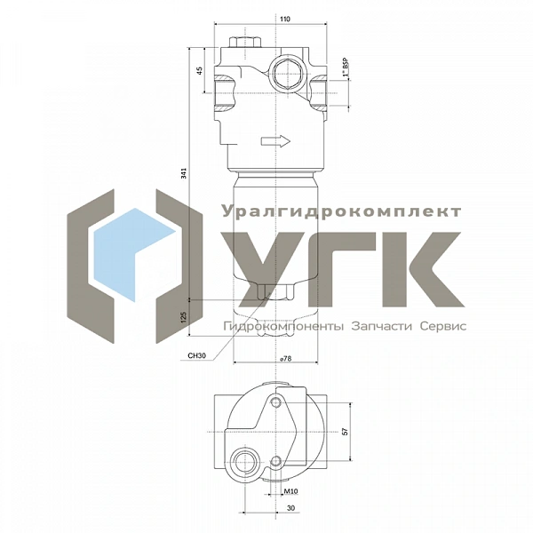HMM422C25XNR1 1&amp;quot;. Напорный фильтр 70 л/мин 320 бар 