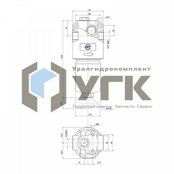 HMM282F25XNR (1/2&amp;quot; 80 л/мин 220 BAR 25 мкм) Фильтр напорный гидравлический 