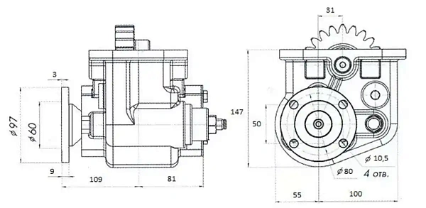 HDX-K01P2 FLC 03 Коробка отбора мощности Hydrax под карданный вал