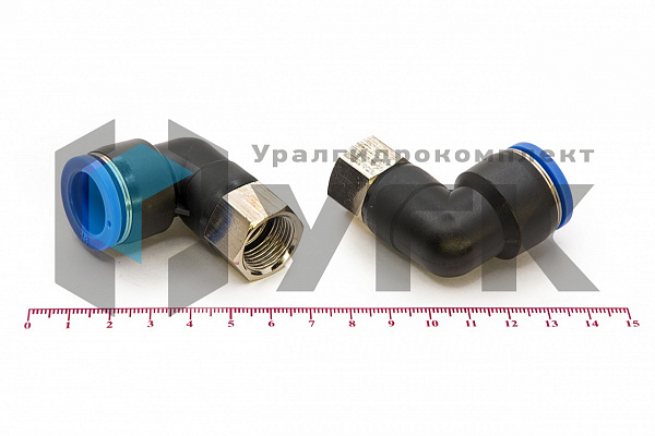 Пневмофитинг цанговый L-образный с внутренней резьбой PLF 16-03 (R3/8&amp;quot;)