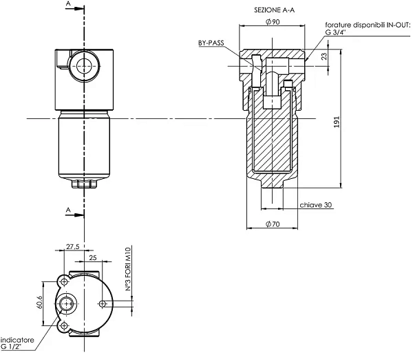 HTM423C10XNR1 Фильтр масляный напорный 3/4&amp;quot; 30 л/мин 315 бар 10 мкм